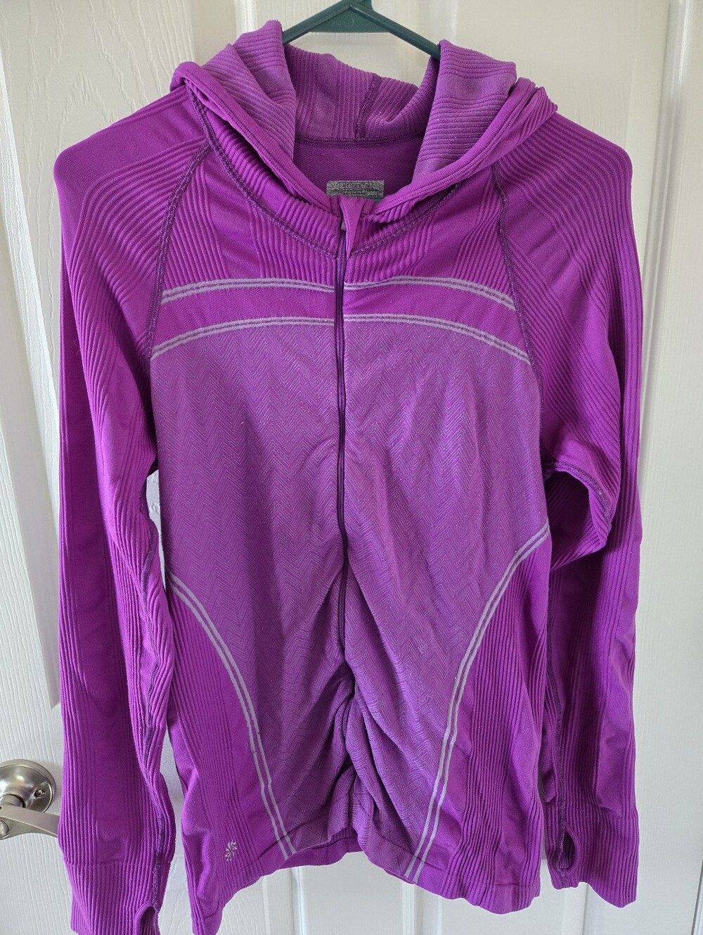 Athleta 1/4 Zip Ruched Pullover Fuschia Pink Hoodie Jacket Sz L Large